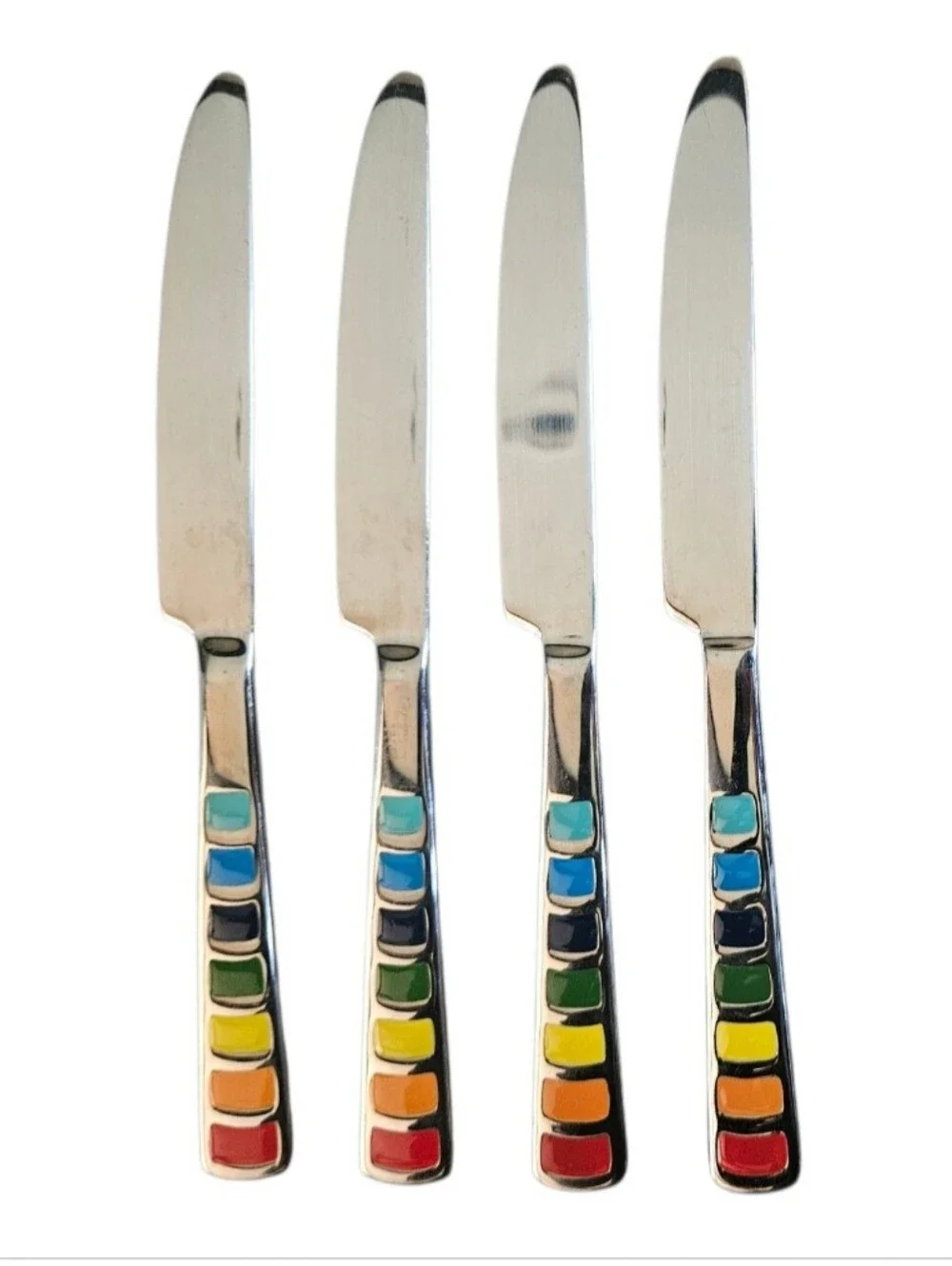 Lot Of 4 Fiestaware Masquerade Dinner Knives Stainless Enamel Replacements